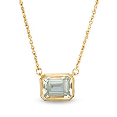 Vera Wang Love Collection Sideways Prasiolite Wedding Party Gifts Necklace in 14K Gold Vermeil