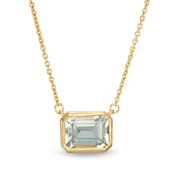 Vera Wang Love Collection Sideways Prasiolite Wedding Party Gifts Necklace in 14K Gold Vermeil