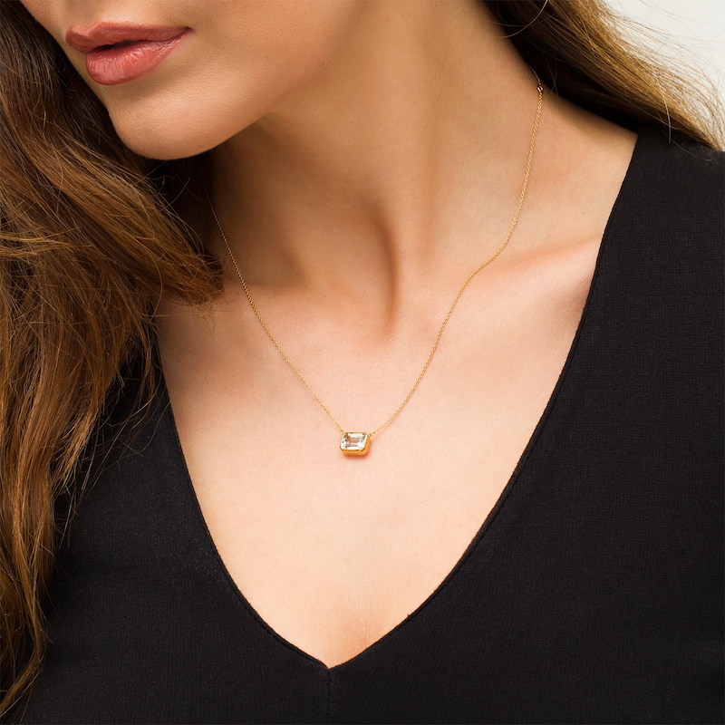 Main Image 2 of Vera Wang Love Collection Sideways Prasiolite Wedding Party Gifts Necklace in 14K Gold Vermeil