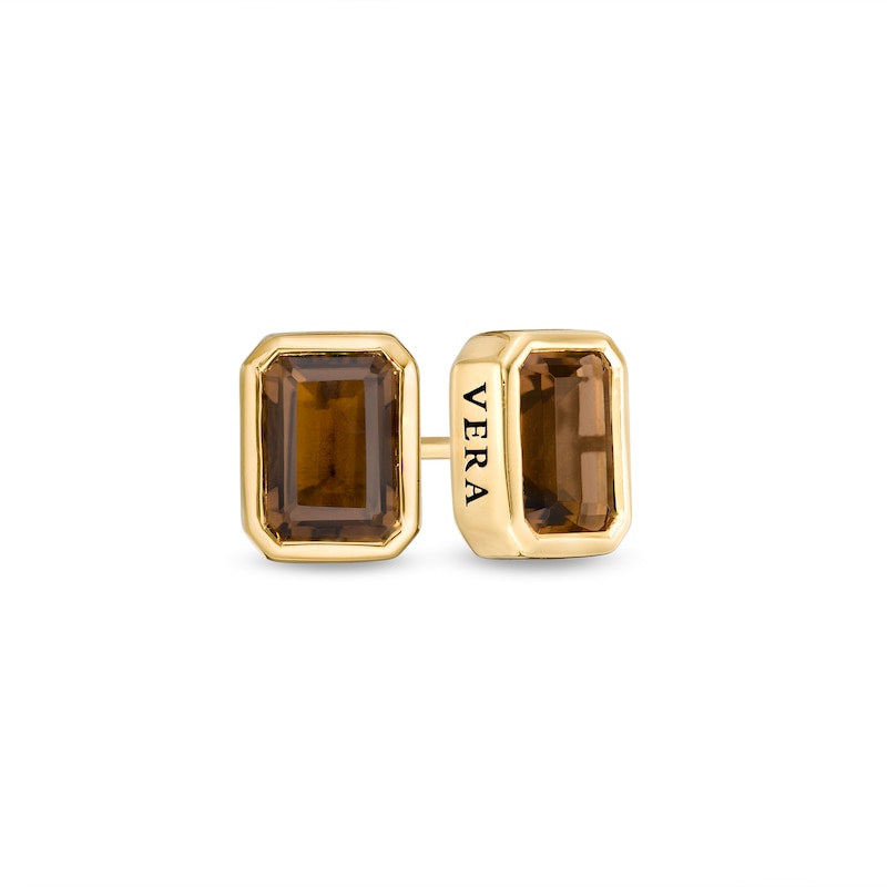 Vera Wang Love Collection Wedding Party Gifts Smoky Quartz Stud Earrings in 14K Gold Vermeil|Peoples Jewellers