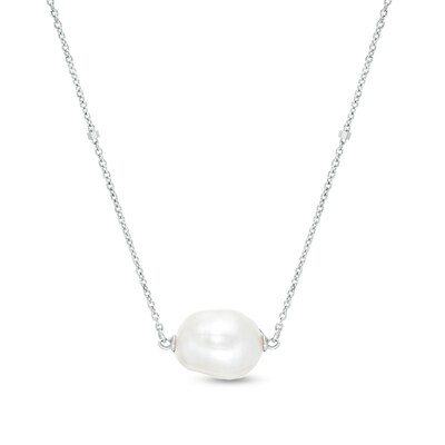 Vera Wang Love Collection Wedding Party Gifts Baroque Pink Pearl and Beaded Station Necklace in Sterling Silver