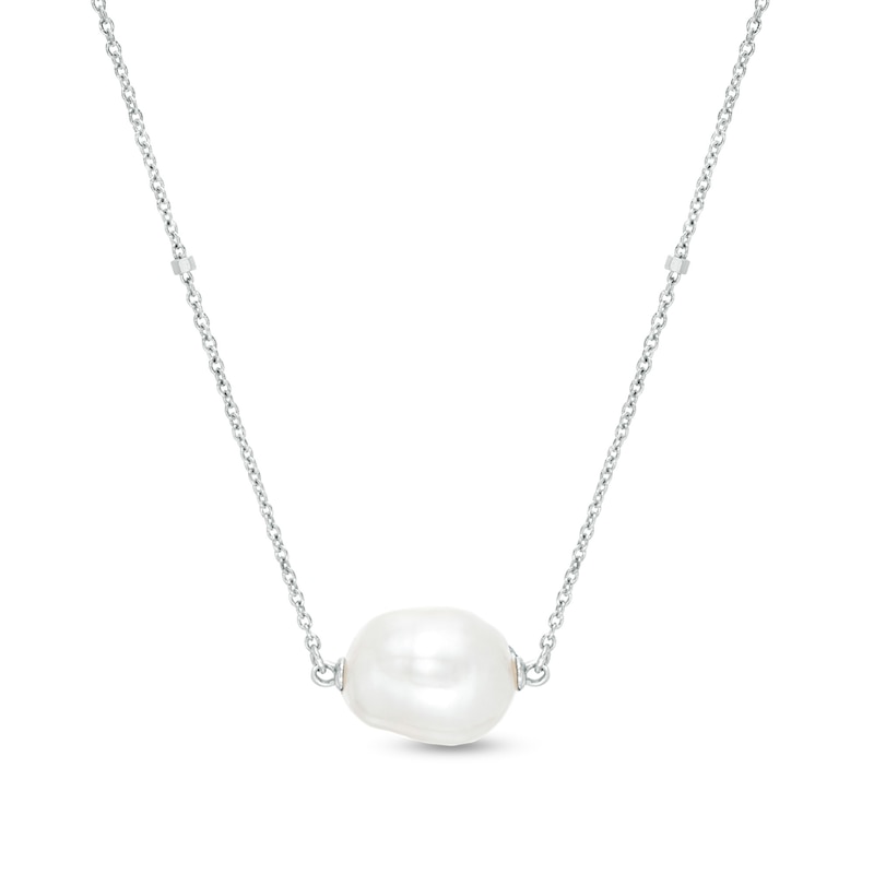 Vera Wang Love Collection Wedding Party Gifts Baroque Pink Pearl and Beaded Station Necklace in Sterling Silver