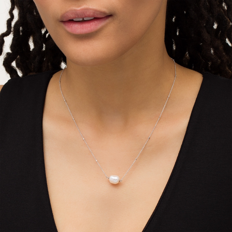 Main Image 2 of Vera Wang Love Collection Wedding Party Gifts Baroque Pink Pearl and Beaded Station Necklace in Sterling Silver