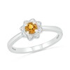 Thumbnail Image 1 of 4.0mm Citrine and 0.04 CT. T.W. Diamond Vintage-Style Flower Ring in Sterling Silver