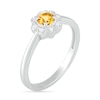 Thumbnail Image 2 of 4.0mm Citrine and 0.04 CT. T.W. Diamond Vintage-Style Flower Ring in Sterling Silver