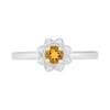 Thumbnail Image 3 of 4.0mm Citrine and 0.04 CT. T.W. Diamond Vintage-Style Flower Ring in Sterling Silver