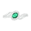 Thumbnail Image 2 of Oval Lab-Created Emerald and White Sapphire Bypass Frame Rolling Wave Ring in Sterling Silver