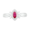 Thumbnail Image 2 of Marquise Lab-Created Ruby and 0.04 CT. T.W. Diamond Frame Crossover Split Shank Ring in Sterling Silver