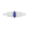Thumbnail Image 2 of Marquise Lab-Created Blue Sapphire and Diamond Accent Layered Leaf-Sides Vintage-Style Ring in Sterling Silver