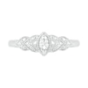 Thumbnail Image 2 of Marquise Lab-Created White Sapphire and Diamond Accent Layered Leaf-Sides Vintage-Style Ring in Sterling Silver