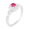 Thumbnail Image 2 of 4.0mm Cushion-Cut Lab-Created Ruby and White Sapphire Frame Infinity Shank Vintage-Style Ring in Sterling Silver