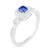 Thumbnail Image 1 of 4.0mm Cushion-Cut Lab-Created Blue and White Sapphire Frame Infinity Shank Vintage-Style Ring in Sterling Silver