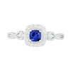 Thumbnail Image 2 of 4.0mm Cushion-Cut Lab-Created Blue and White Sapphire Frame Infinity Shank Vintage-Style Ring in Sterling Silver