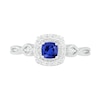 Thumbnail Image 3 of 4.0mm Cushion-Cut Lab-Created Blue and White Sapphire Frame Infinity Shank Vintage-Style Ring in Sterling Silver