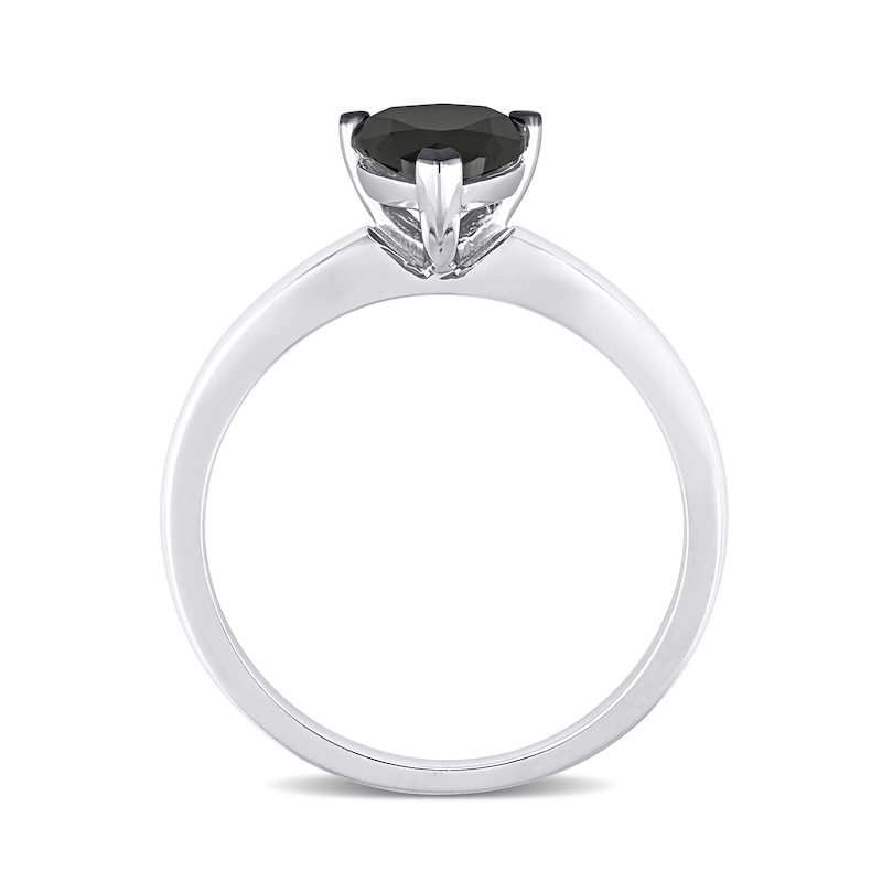 1.00 CT. Pear-Shaped Black Diamond Solitaire Ring in 10K White Gold