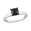Thumbnail Image 1 of 1.00 CT. Cushion-Shaped Black Diamond Solitaire Ring in 10K White Gold