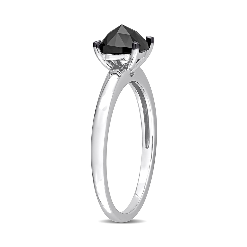 Main Image 3 of 1.00 CT. Cushion-Shaped Black Diamond Solitaire Ring in 10K White Gold