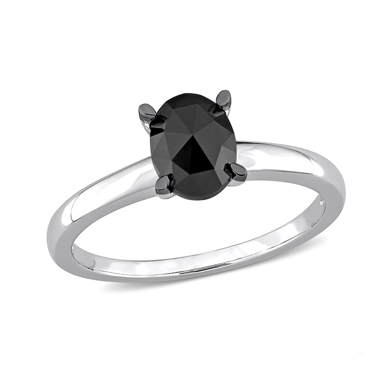 0.95 CT. Oval Black Diamond Solitaire Ring in 10K White Gold