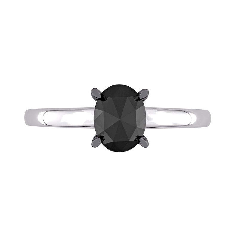 0.95 CT. Oval Black Diamond Solitaire Ring in 10K White Gold