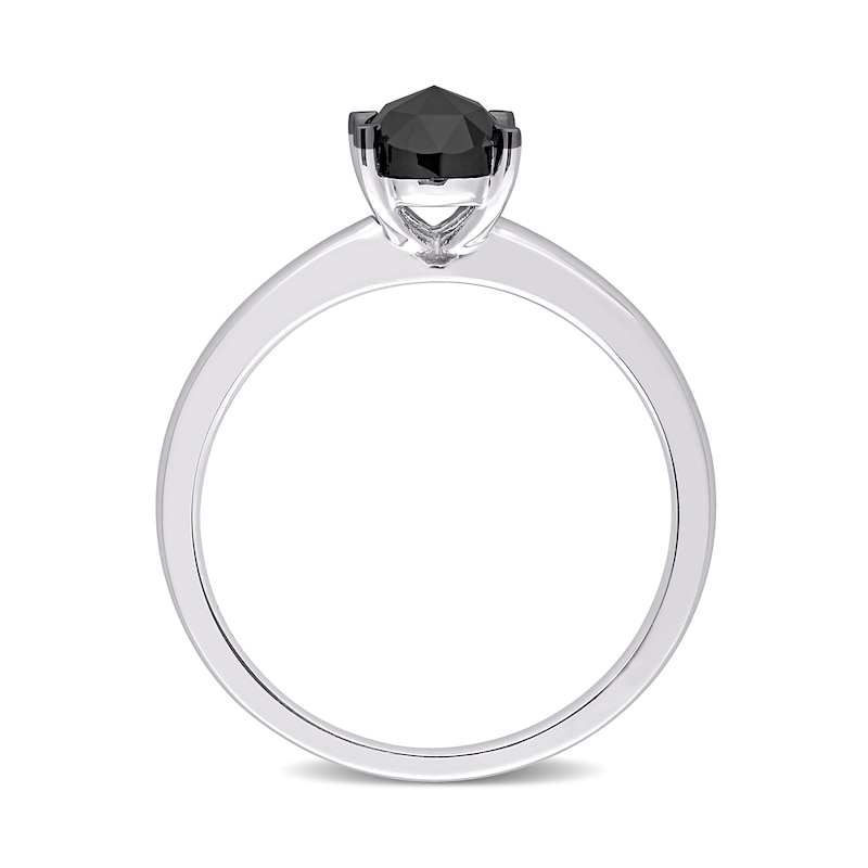 0.95 CT. Oval Black Diamond Solitaire Ring in 10K White Gold