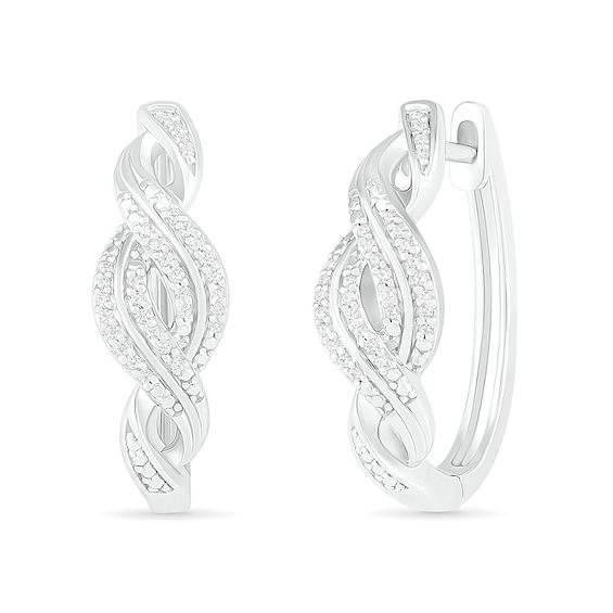 0.18 CT. T.W. Diamond Twist Hoop Earrings in Sterling Silver