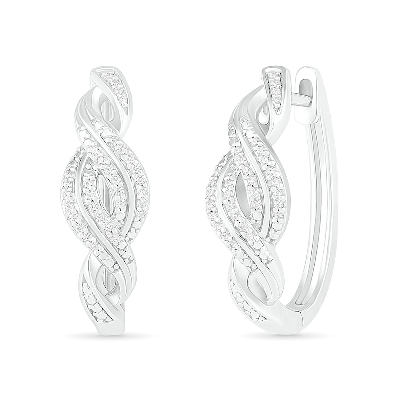 0.18 CT. T.W. Diamond Twist Hoop Earrings in Sterling Silver|Peoples Jewellers