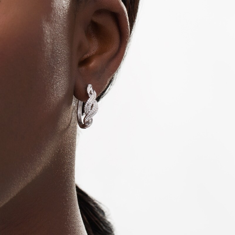 0.18 CT. T.W. Diamond Twist Hoop Earrings in Sterling Silver