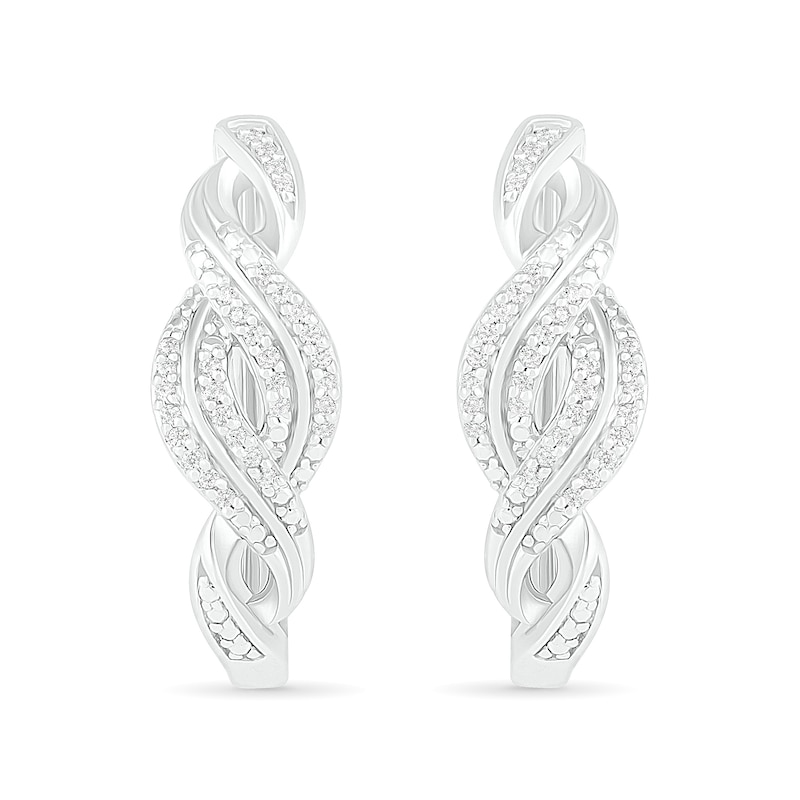 0.18 CT. T.W. Diamond Twist Hoop Earrings in Sterling Silver