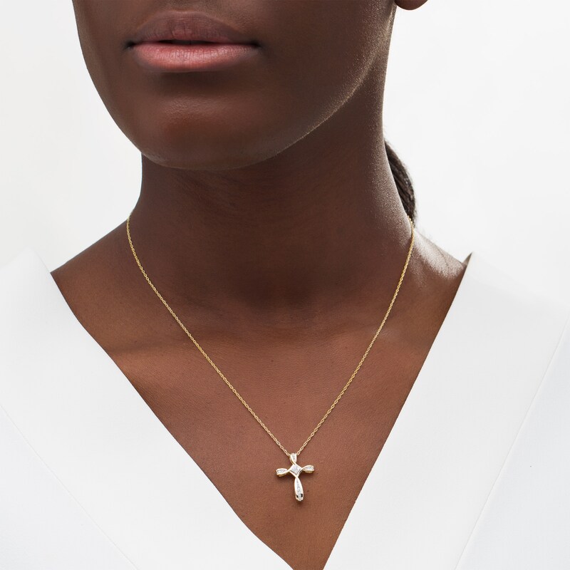 0.12 CT. T.W. Diamond Loop Cross Pendant in 10K Gold Peoples Jewellers