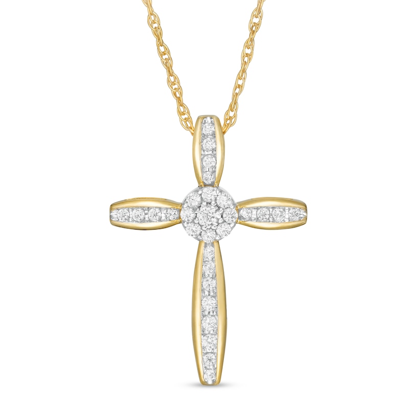 0.23 CT. T.W. Composite Diamond Cross Pendant in 10K Gold|Peoples Jewellers