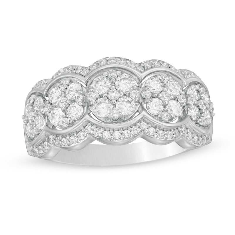 0.95 CT. T.W. Composite Diamond Scallop Edge Ring in 10K White Gold