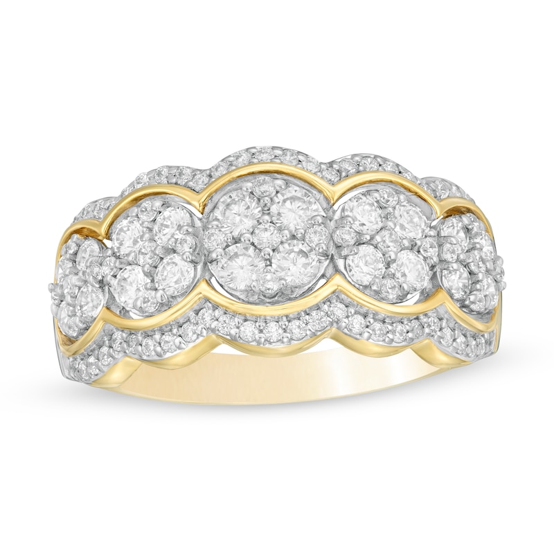 0.95 CT. T.W. Composite Diamond Scallop Edge Ring in 10K Gold
