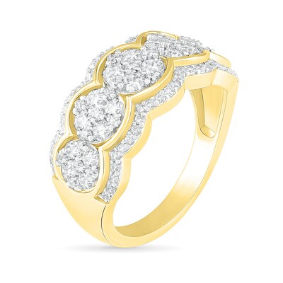 0.95 CT. T.W. Composite Diamond Scallop Edge Ring in 10K Gold