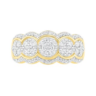 0.95 CT. T.W. Composite Diamond Scallop Edge Ring in 10K Gold