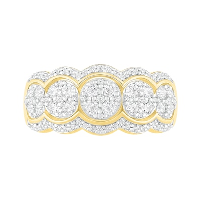 0.95 CT. T.W. Composite Diamond Scallop Edge Ring in 10K Gold
