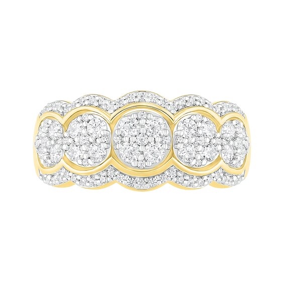 0.95 CT. T.W. Composite Diamond Scallop Edge Ring in 10K Gold
