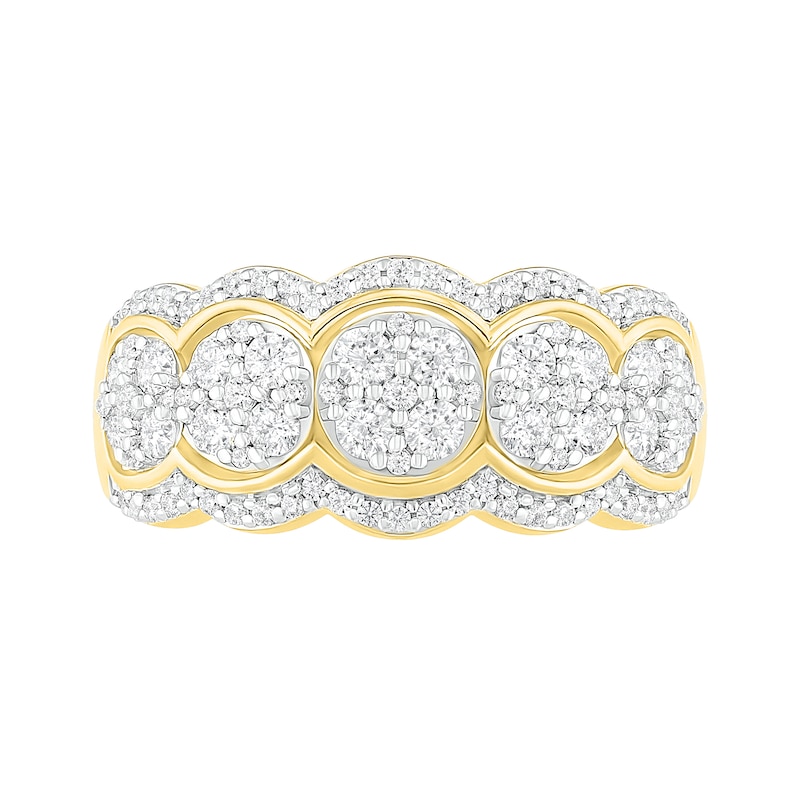 0.95 CT. T.W. Composite Diamond Scallop Edge Ring in 10K Gold