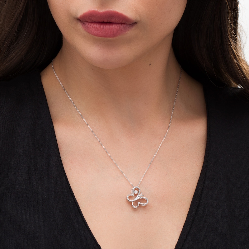 Unstoppable Love™ Diamond Accent Tilted Butterfly Pendant in Sterling Silver