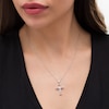 Thumbnail Image 2 of 0.04 CT. T.W. Diamond Leaf-Ends Cross Pendant in Sterling Silver