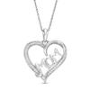Thumbnail Image 0 of 0.07 CT. T.W. Diamond "MOM" Heart Pendant in Sterling Silver