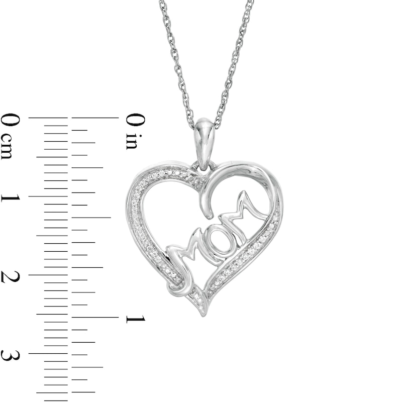 0.07 CT. T.W. Diamond "MOM" Heart Pendant in Sterling Silver