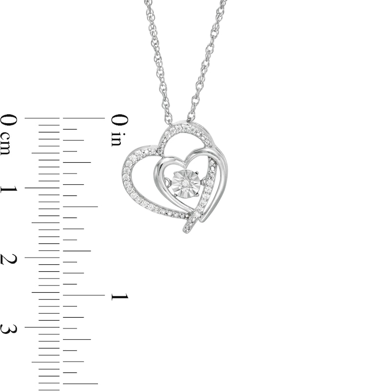 Unstoppable Love™ 0.07 CT. T.W. Diamond Double Heart Pendant in Sterling Silver