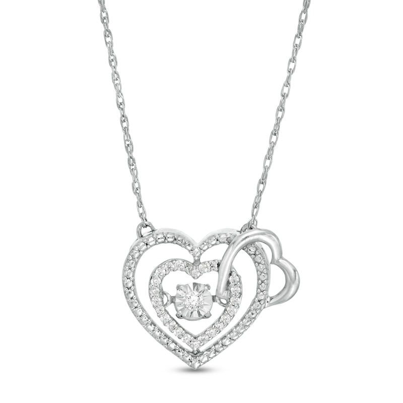 Unstoppable Love™ 0.09 CT. T.W. Diamond Interlocking Hearts Necklace in Sterling Silver|Peoples Jewellers