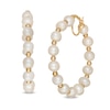 Thumbnail Image 0 of 6.0-6.5mm Cultured Freshwater Pearl and Bead Alternating Hoop Earrings in 10K Gold