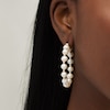 Thumbnail Image 1 of 6.0-6.5mm Cultured Freshwater Pearl and Bead Alternating Hoop Earrings in 10K Gold