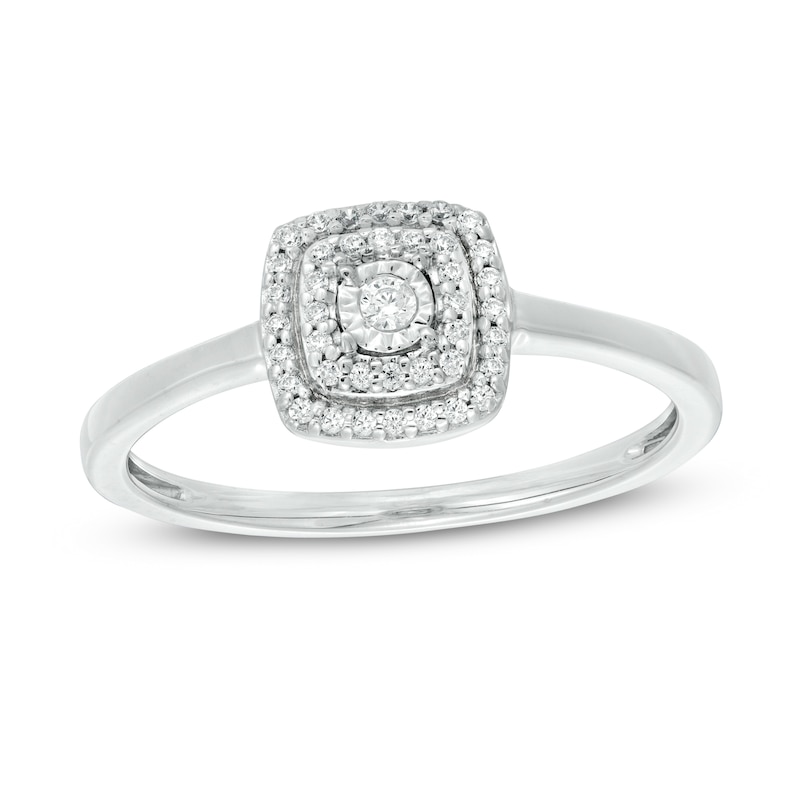 0.12 CT. T.W. Composite Diamond Cushion Frame Promise Ring in Sterling Silver