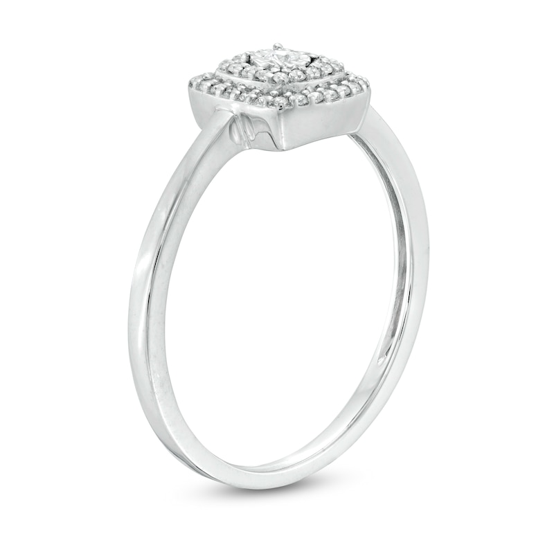0.12 CT. T.W. Composite Diamond Cushion Frame Promise Ring in Sterling Silver