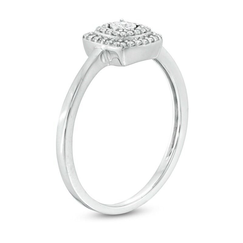 0.12 CT. T.W. Composite Diamond Cushion Frame Promise Ring in Sterling Silver