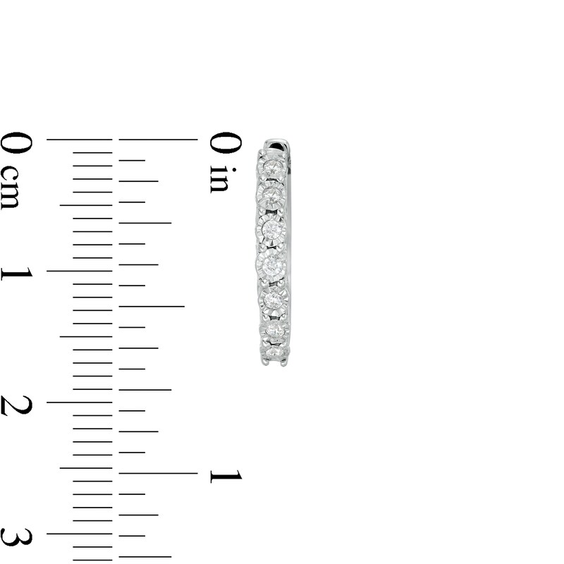Main Image 3 of 0.15 CT. T.W. Diamond Hoop Earrings in Sterling Silver