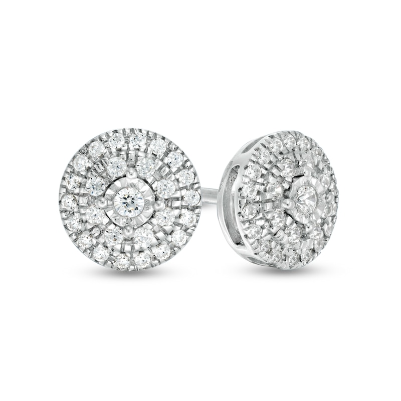 0.23 CT. T.W. Multi-Diamond Frame Stud Earrings in Sterling Silver
